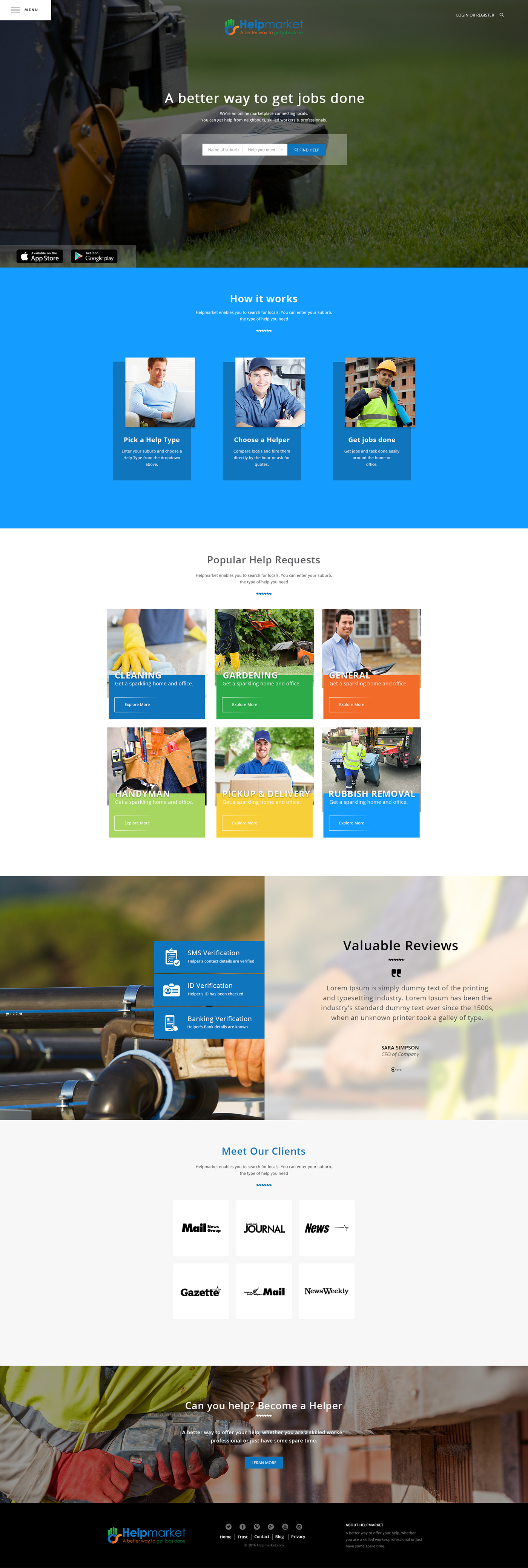 Web Design  UI ux help service Jobs cleaning gardening handyman pickup&delivery