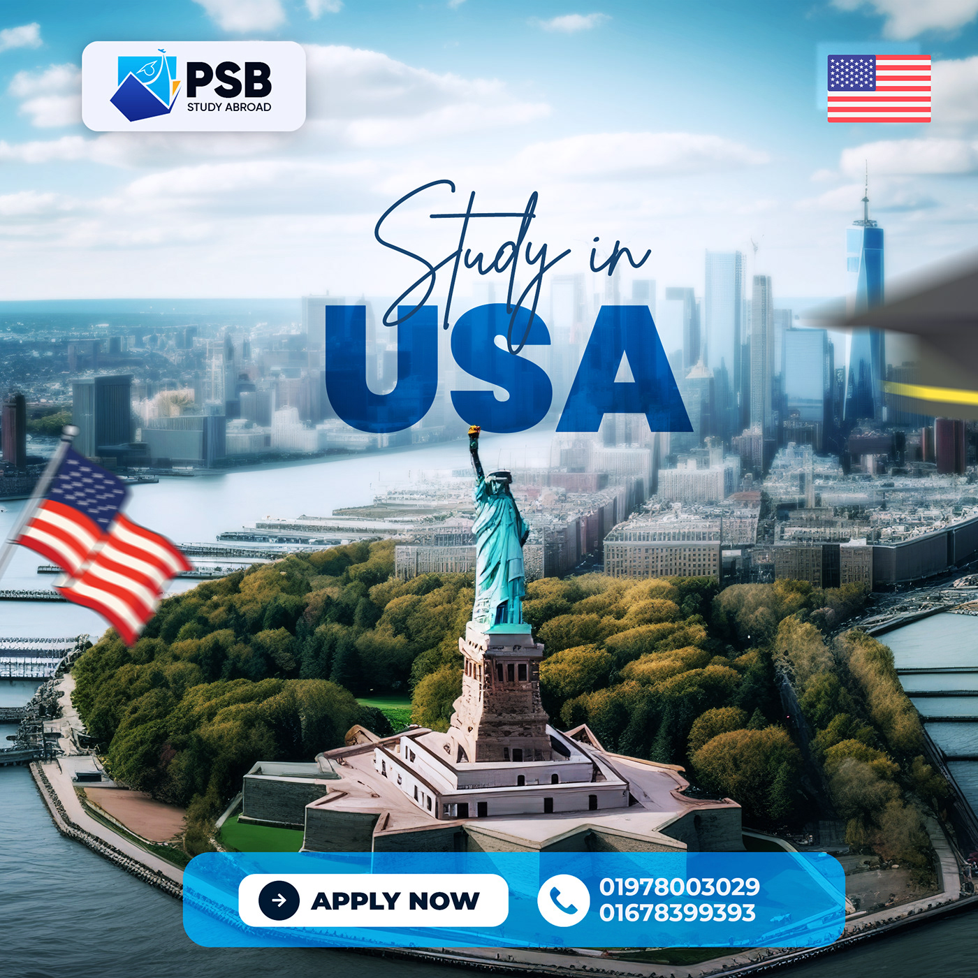 PSB Study Abroad - Study in USA - Minimal Social Media Post Design 