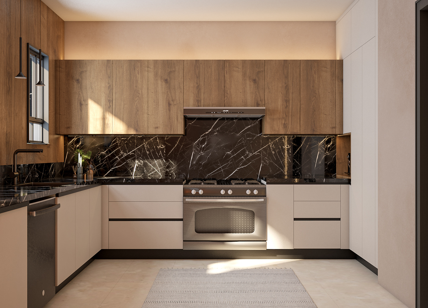 kitchen wooden 3dmax visualization modern vray drawer storage furniture tallunit