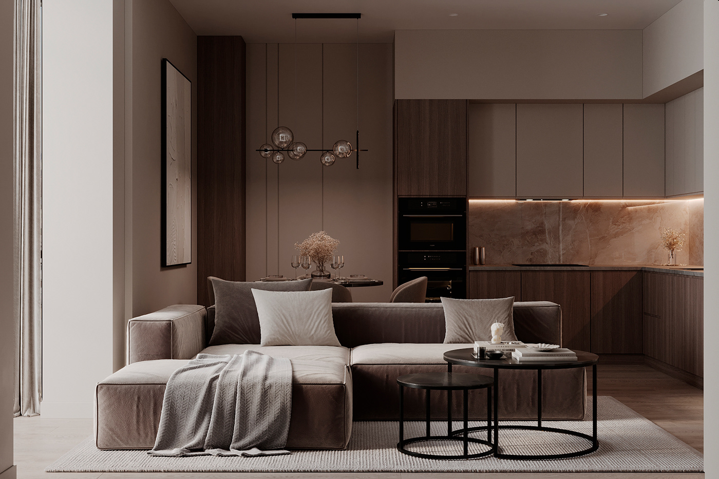 kitchen kitchen design living room living room design Interior apartment design apartment visualization modern