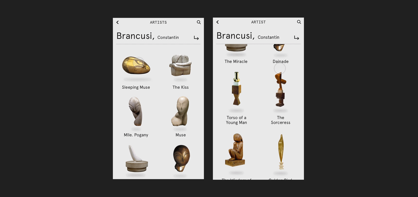 museum imaginary interaction user Experience art animation  app digital Brancusi