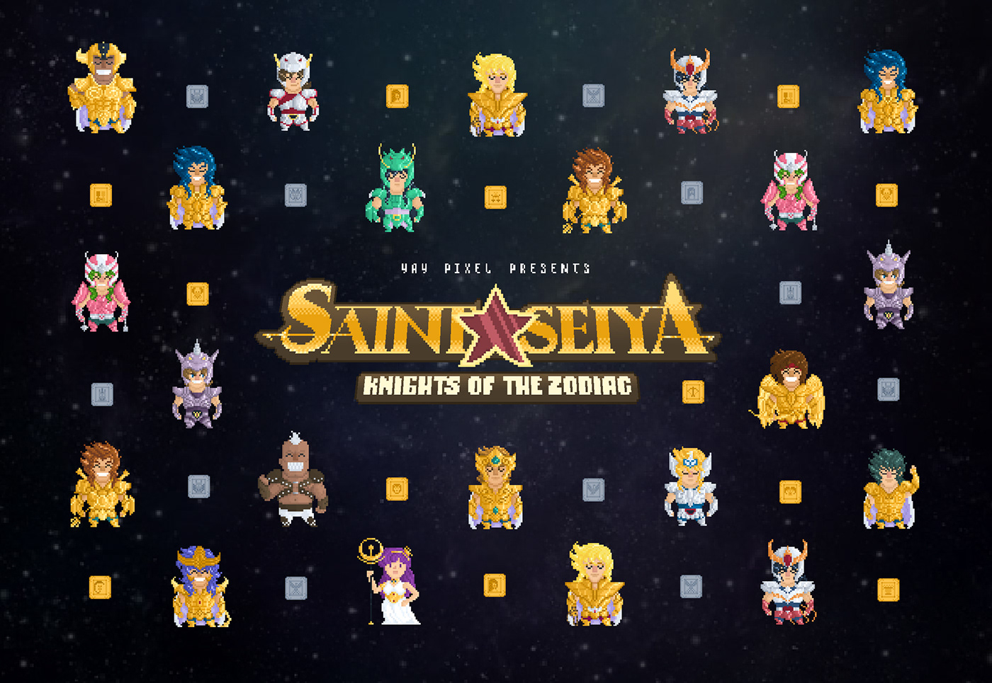 Zoom in Pixel Nostalgia Saint Seiya Crypto Artwork.