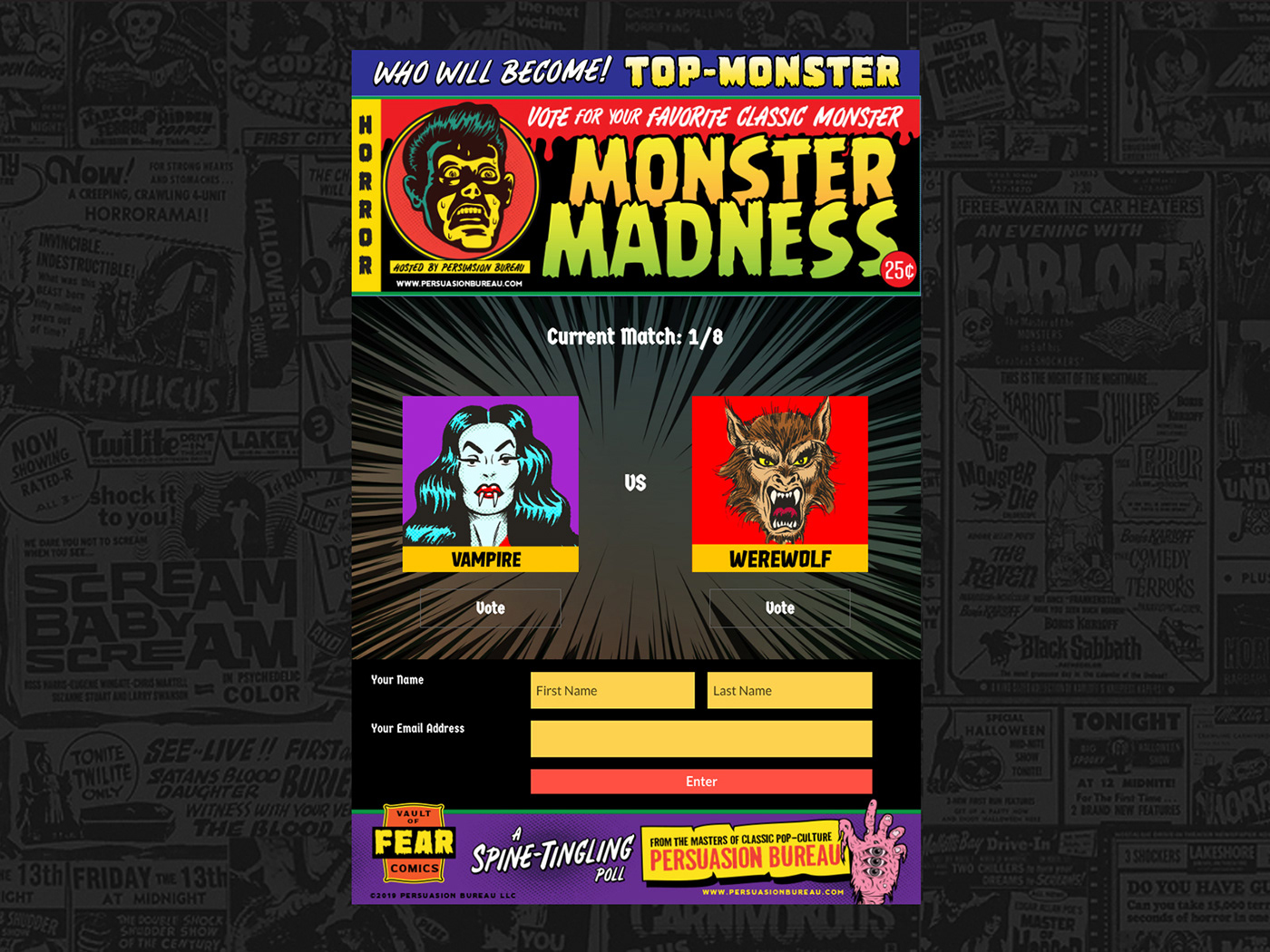 Comic Book graphic design  halloweeen horror ILLUSTRATION  monster Retro vintage Website
