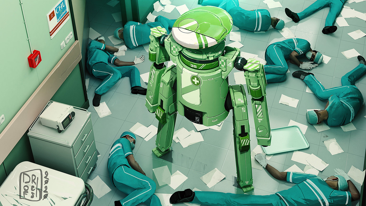 emergency epidemic hospital mech mecha medic pandemic robot robotics Scifi
