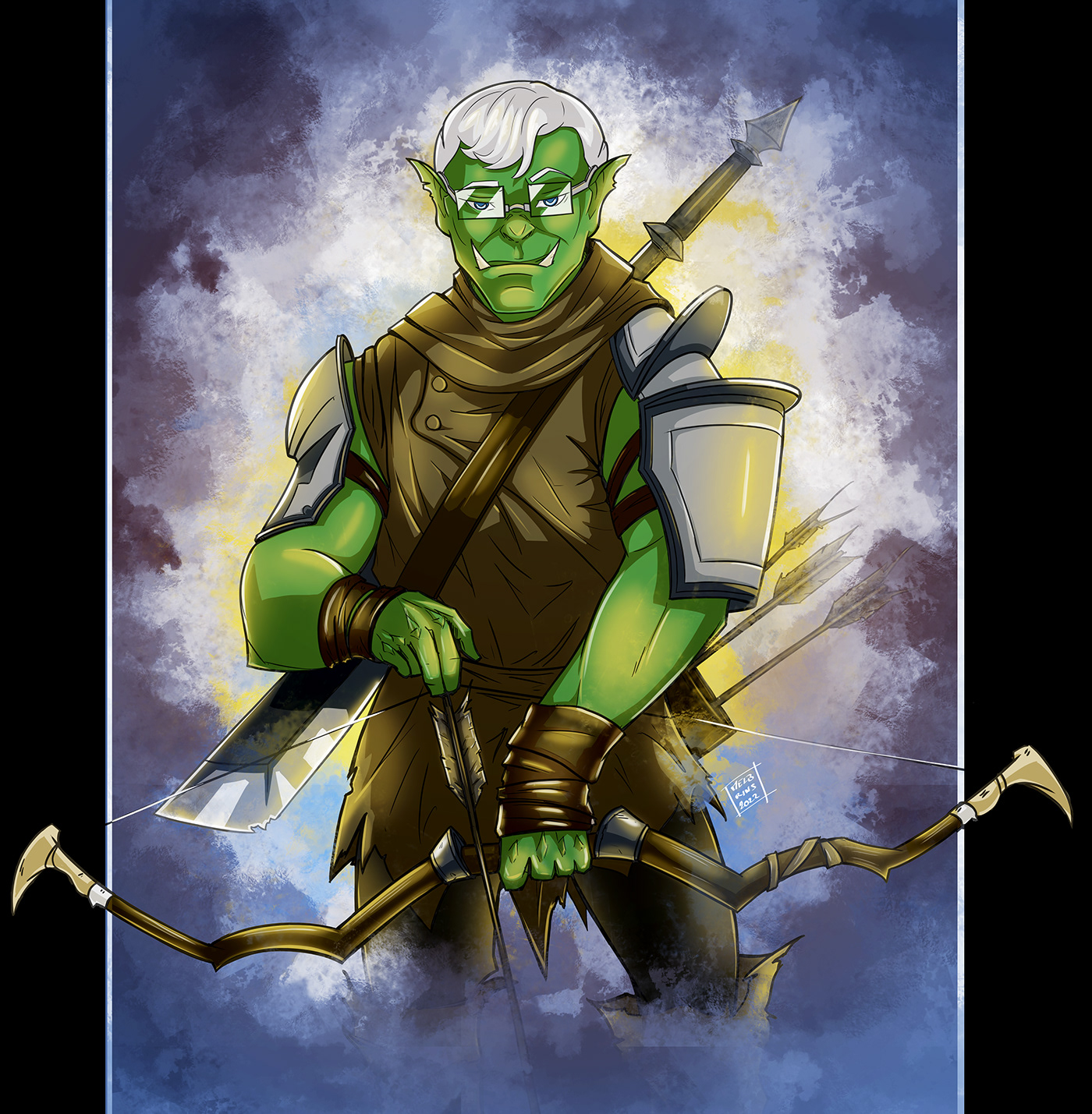 bow Character design  Commissioned work Digital Art  digital illustration fantasy hunter ILLUSTRATION  orc wow