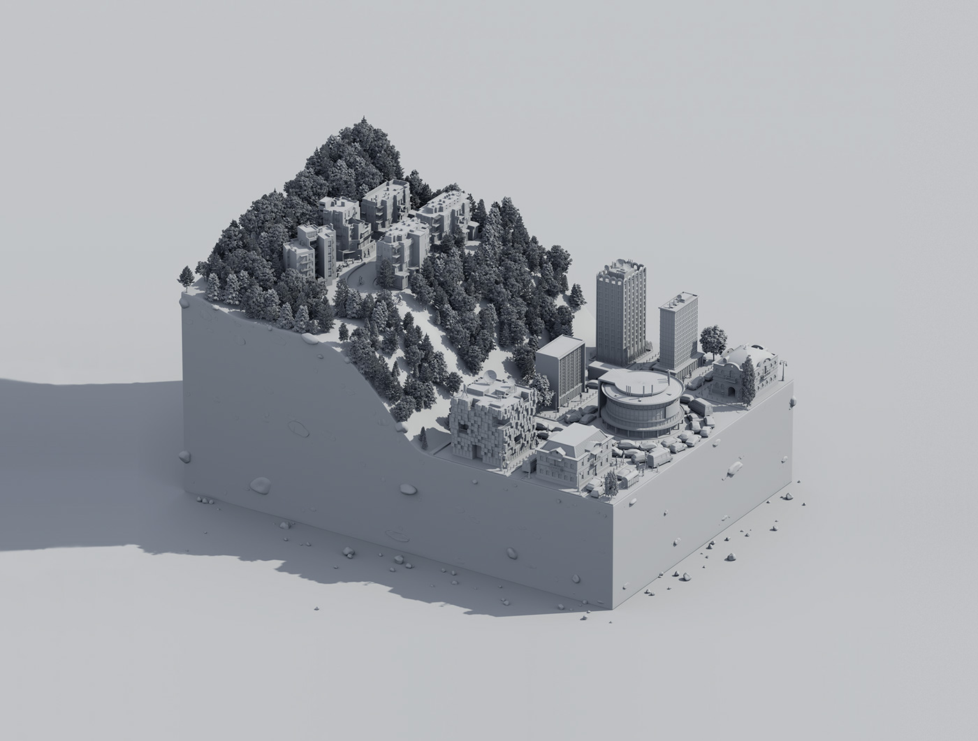 ILLUSTRATION  Digital Art  retouching  buildings Charts city tbilisi architecture architect 3D