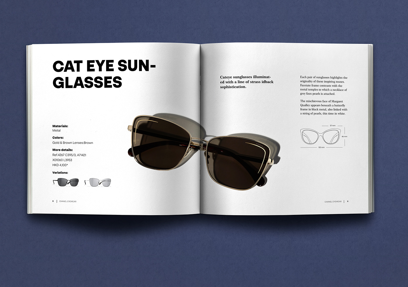 brochure catalog Catalogue chanel editorial eyewear InDesign Layout magazine typography  