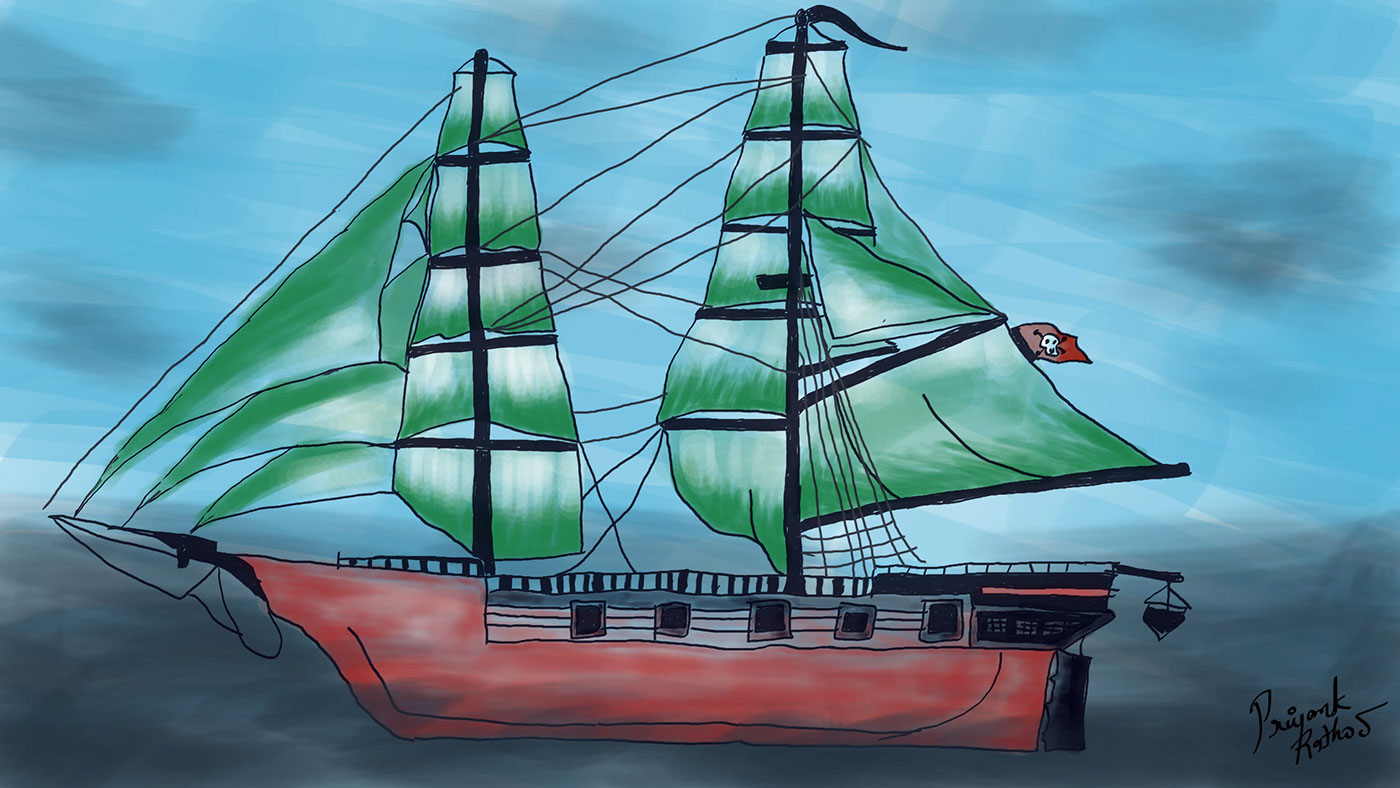 pirate ship ILLUSTRATION  speed painting Brush Stokes