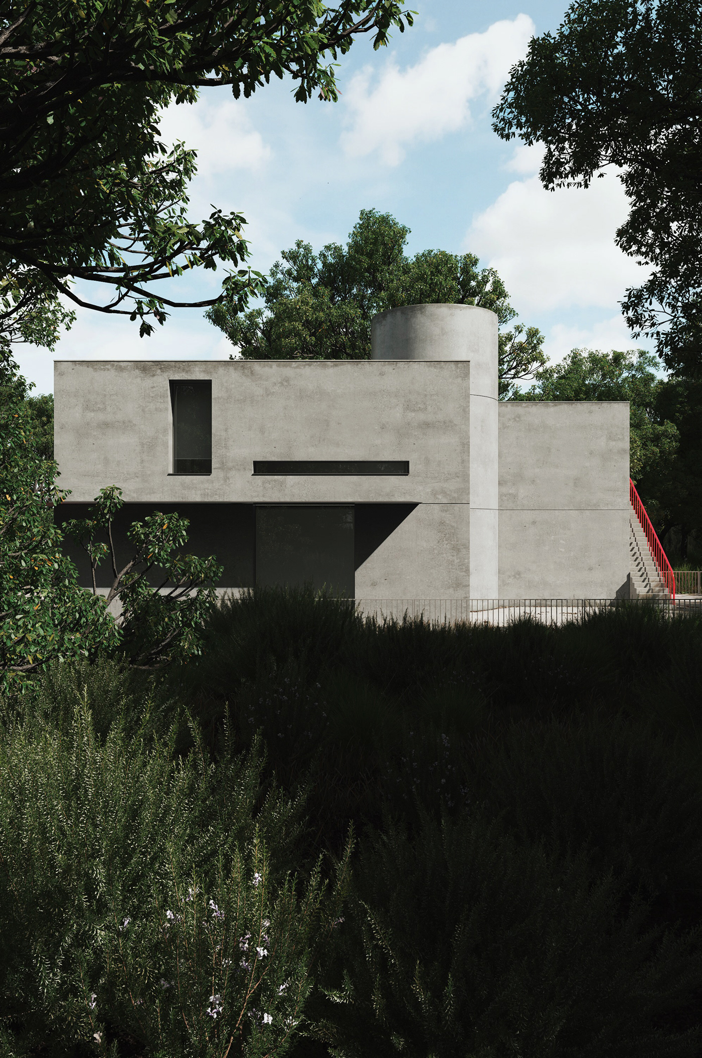 architecture building exterior modern Render visualization vray
