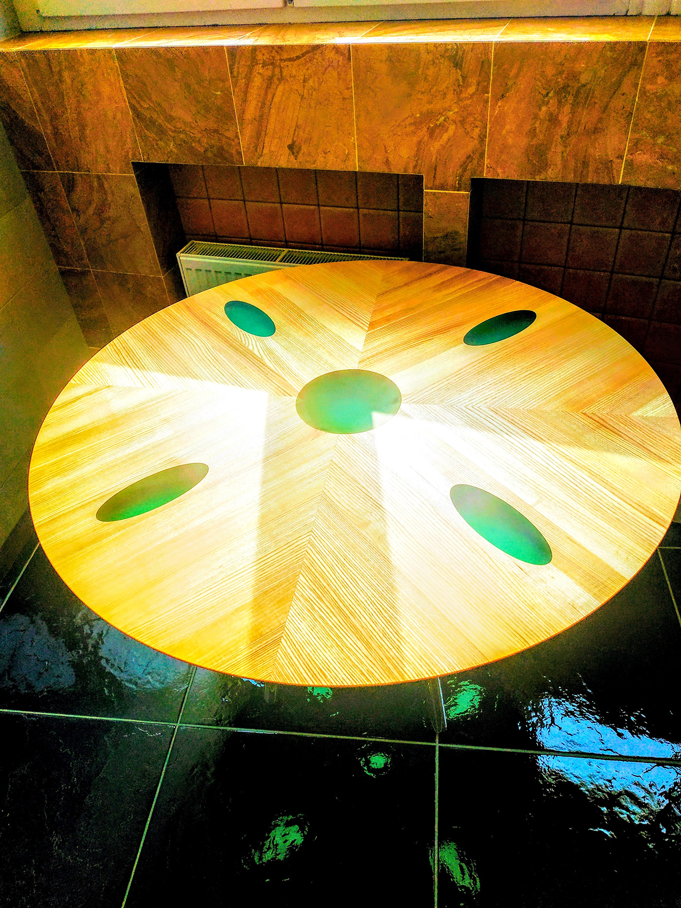 Ash and epoxy resin diameter 1100mm dining table Dmitry Krasyuk kiev