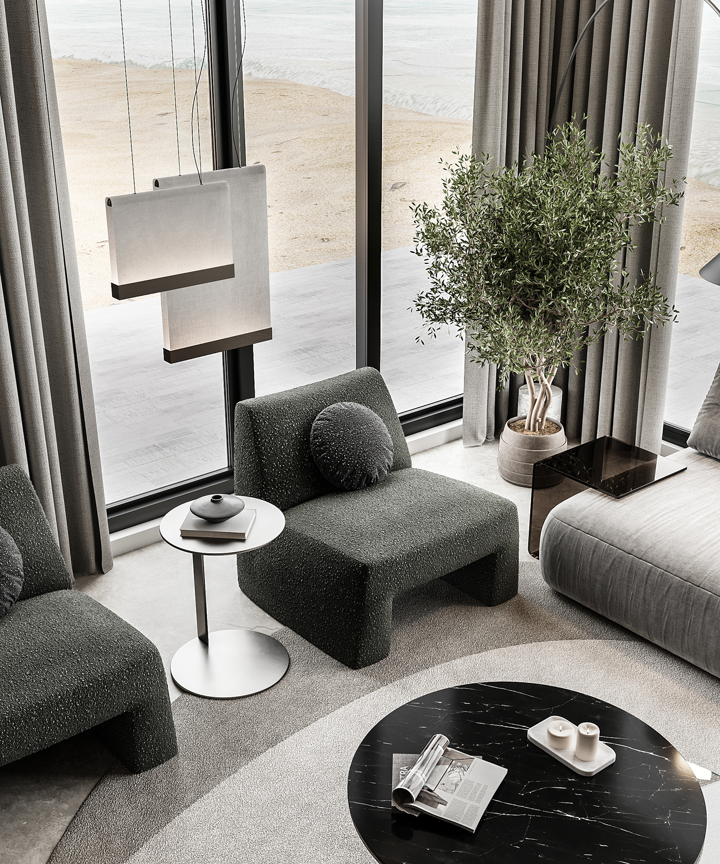 CGI visualization Render interior design  architecture archviz modern 3ds max living room dining