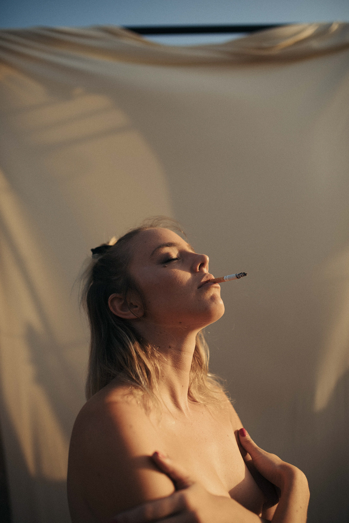 shoot model rooftop naked underwear topless portrait sunset barcelona Fashion 