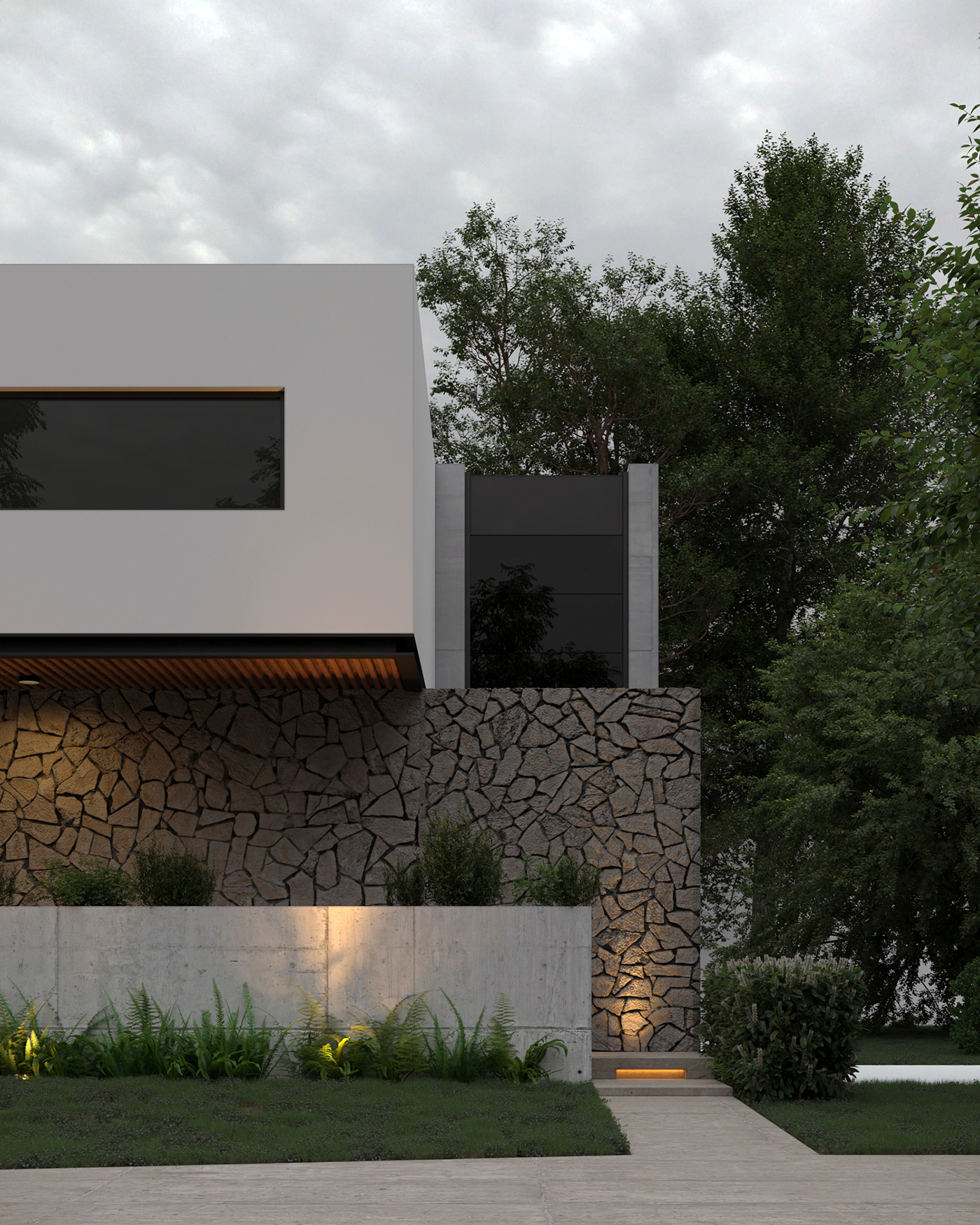Outdoor Landscape architecture visualization Render corona archviz CGI modern exterior
