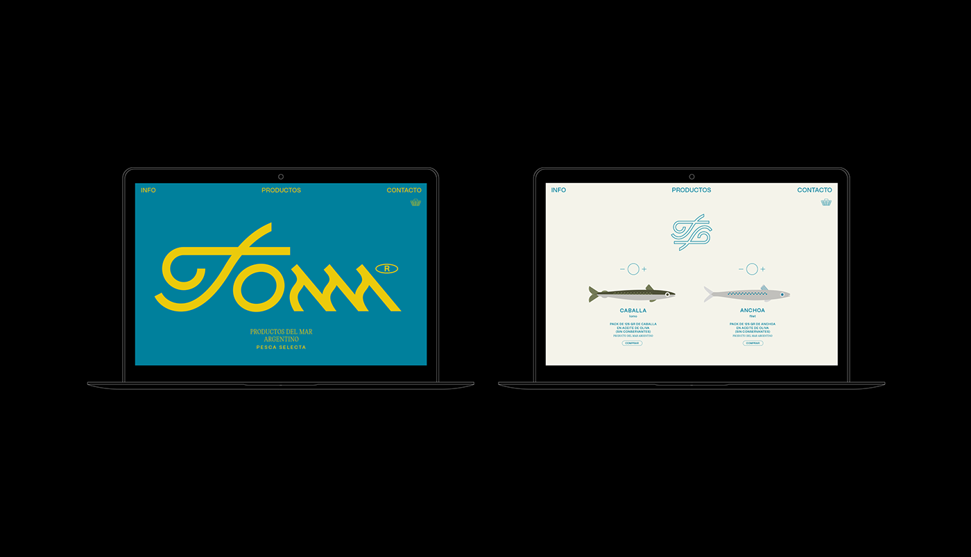 design graphic design  ILLUSTRATION  fish Packaging sea tipography Logotype anchoas  caballa