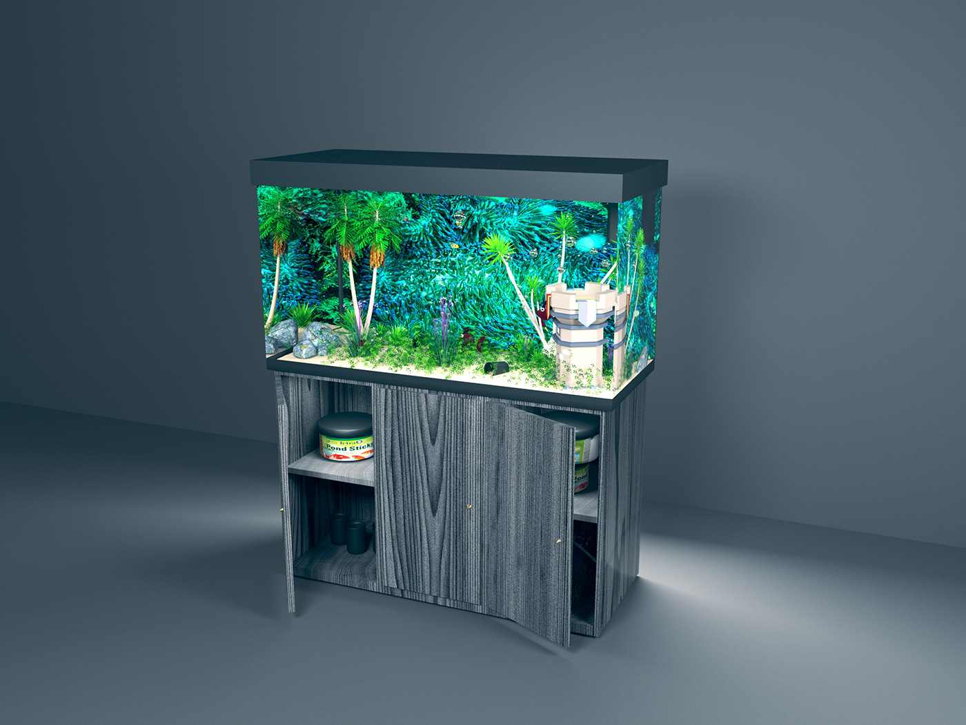 3D 3dsmax aquarium modelisation