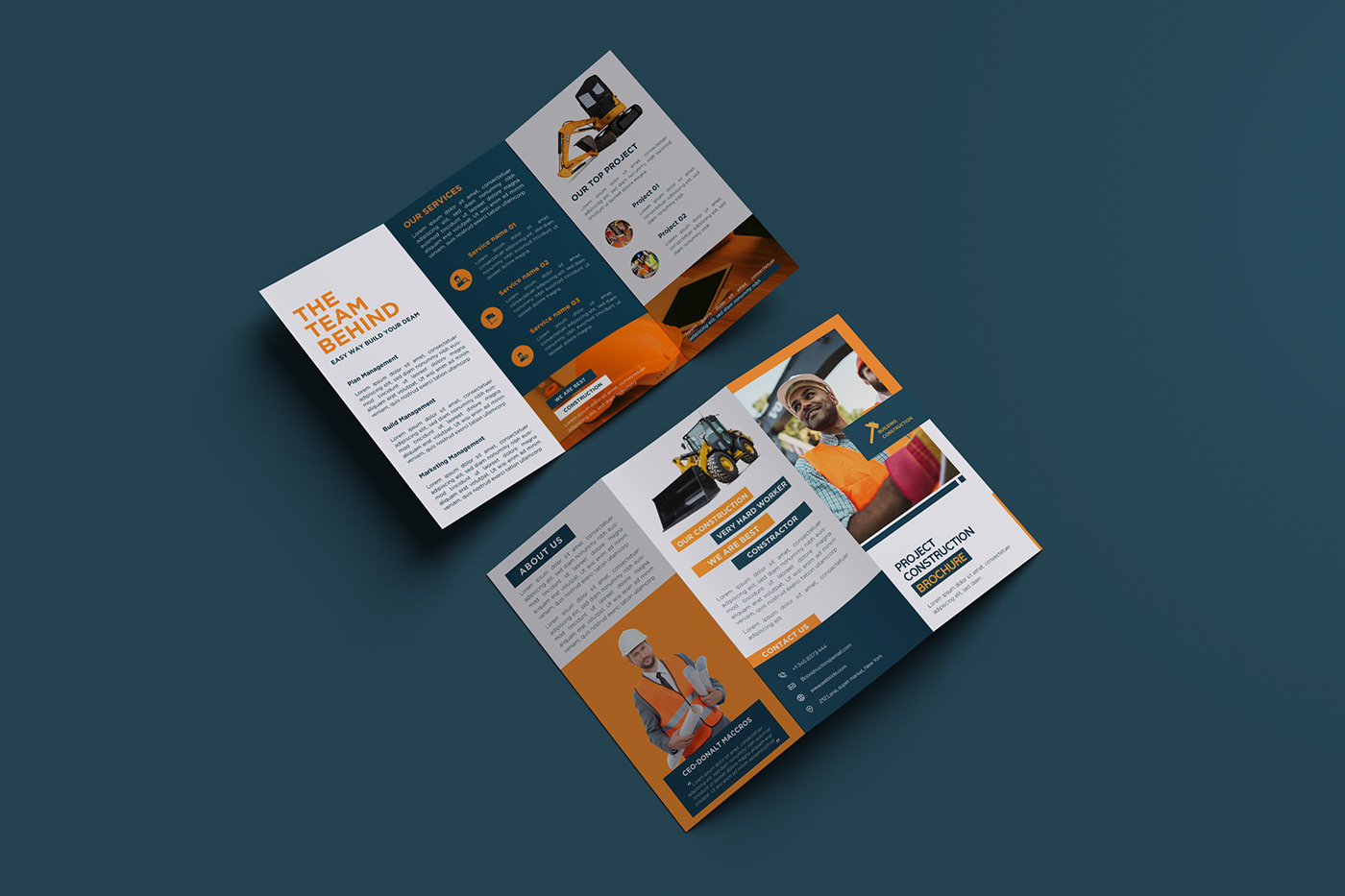 Advertising  brand identity brochure design building business construction Construction Brochure Designhatt print design  trifold brochure
