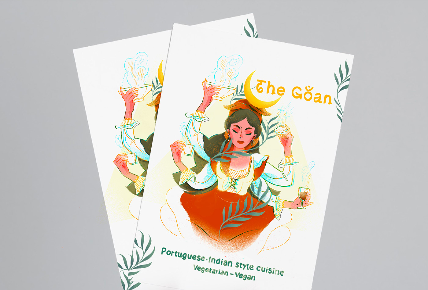 artwork design Digital Art  food illustration ILLUSTRATION  India Mockup postcard shiva Vegetarian