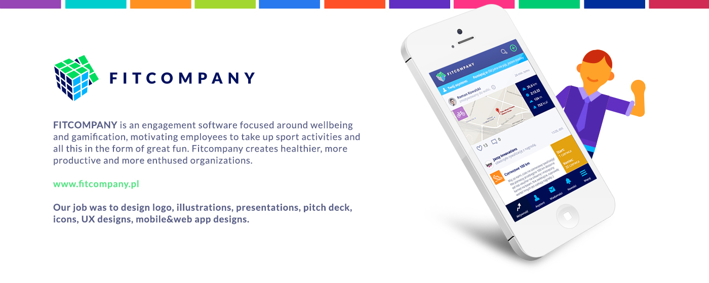 fitcompany sport app facebook illustrations vivid colour running ux UI icons design
