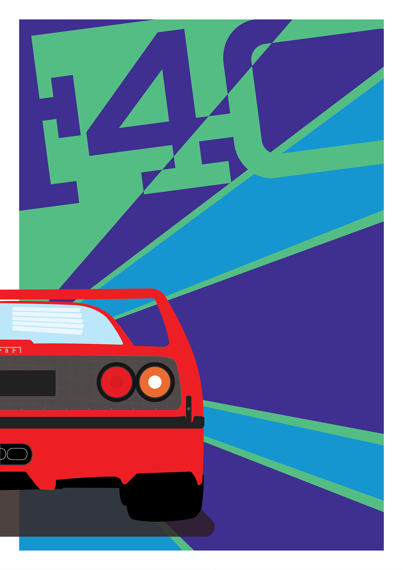 FERRARI F40 design graphic poster Auto car Classic