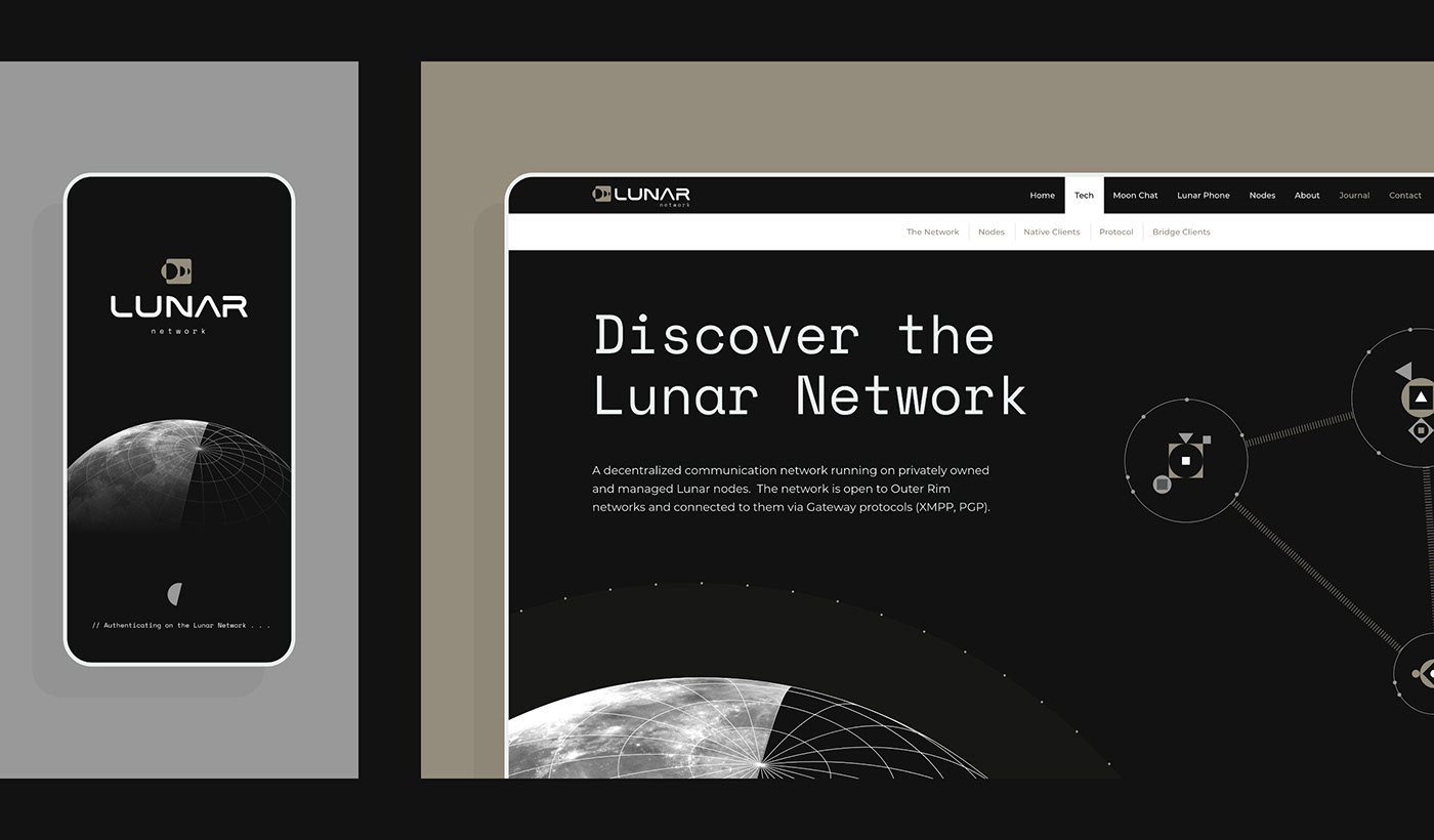 Lunar network Adobe XD brand communication identity landing page logo UI/UX Web Design  Website
