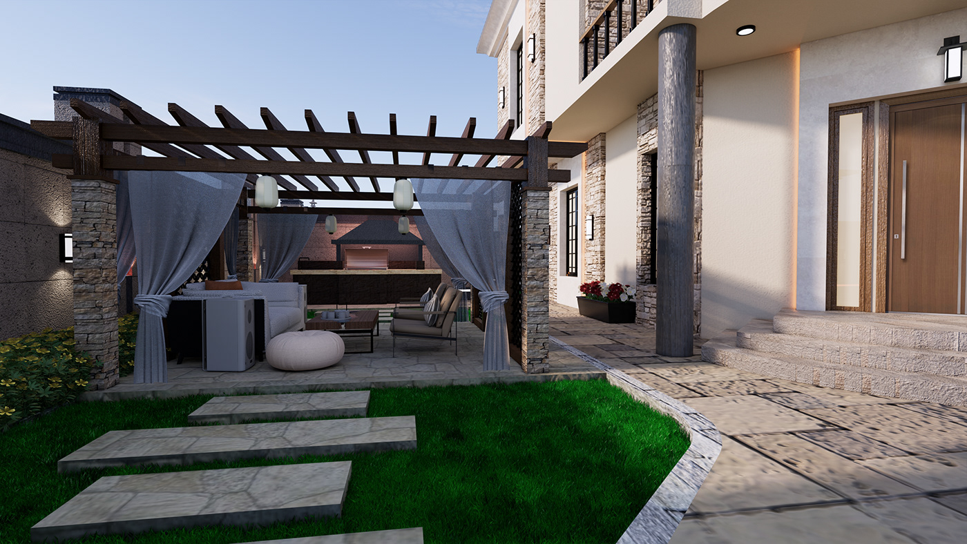 Outdoor ground 3D Landscape Nature architecture exterior design villa design visualization archviz