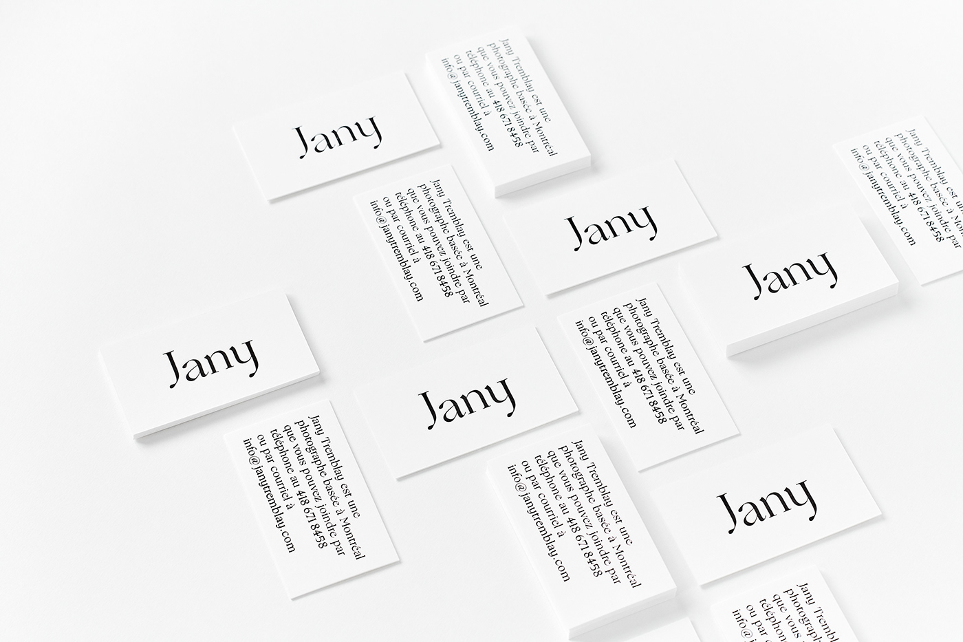 photographer branding  brand typography   blackandwhite JANY Website identity Stationery businesscard