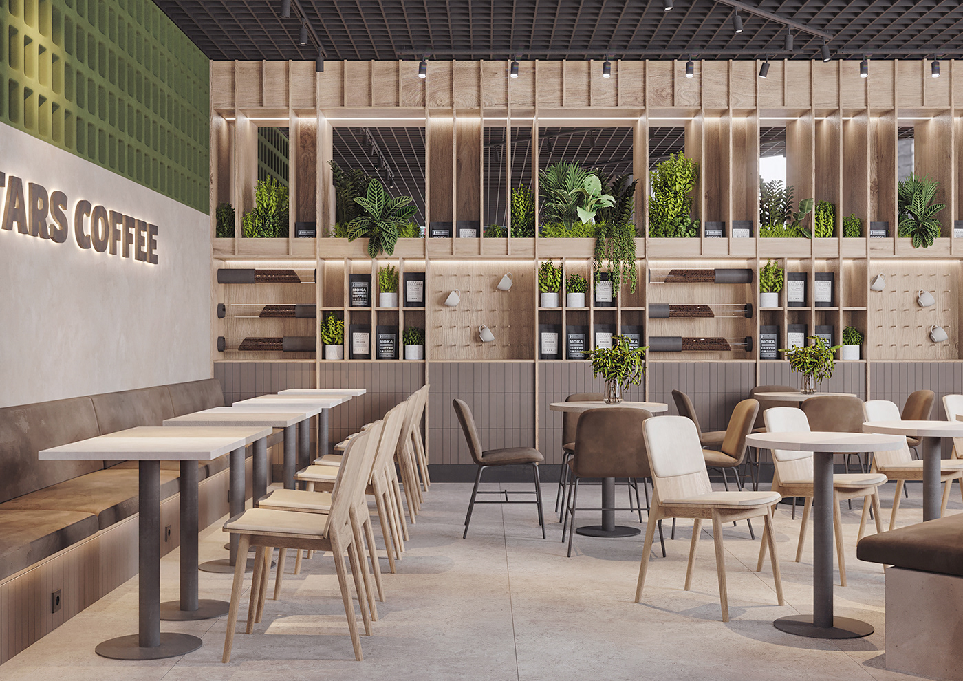 airport bar Coffee coffee shop concrete desserts HORECA interior design  plants restaurant design