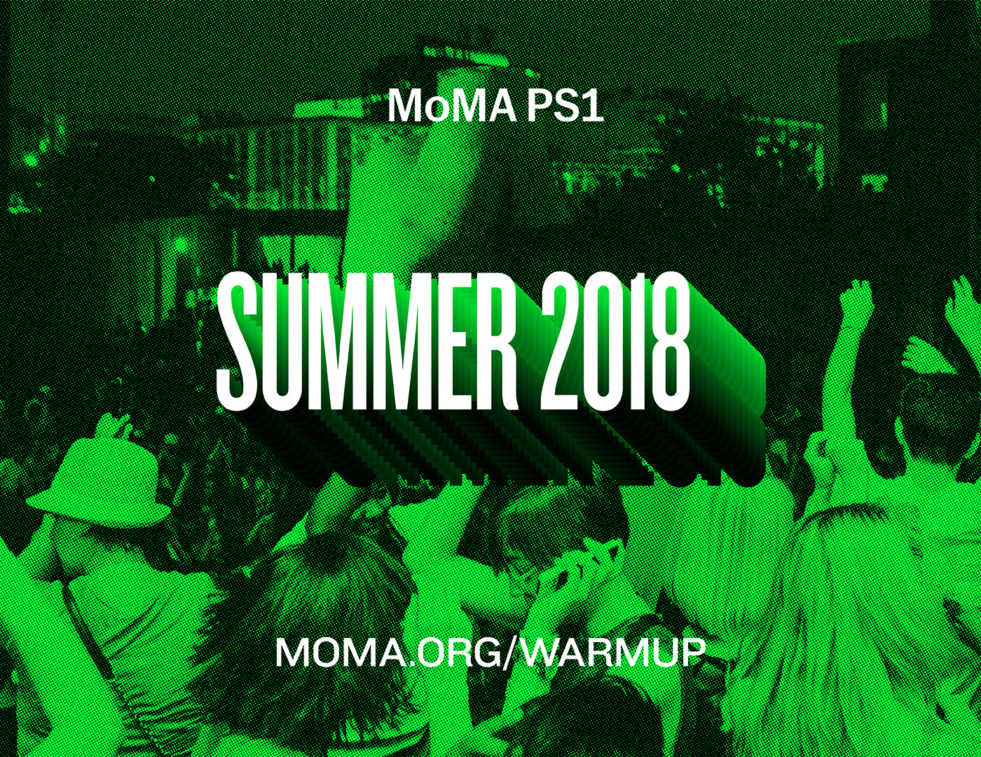 moma MoMa PS1 New York summer graphics typography   halftone Music Festival warm up poster