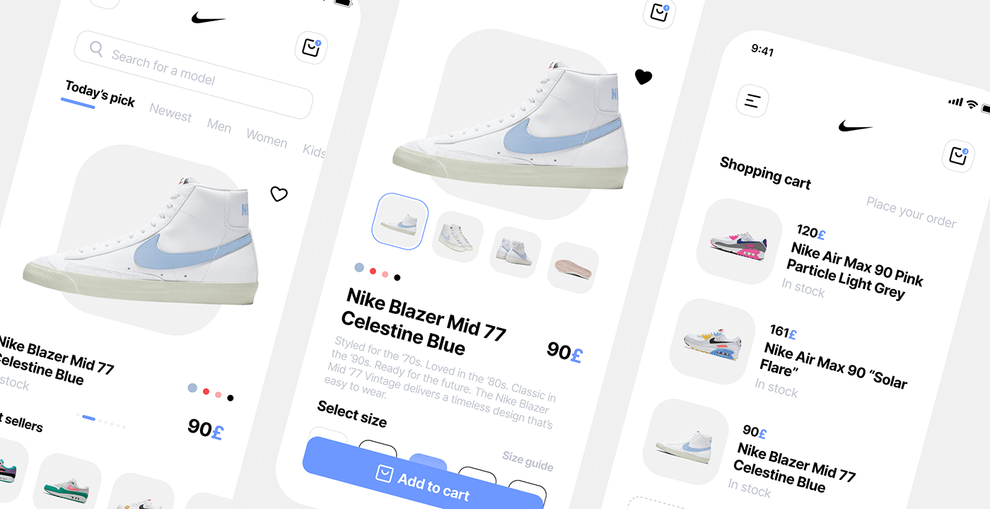 app application concept design Figma Nike shoes UI ux ux/ui