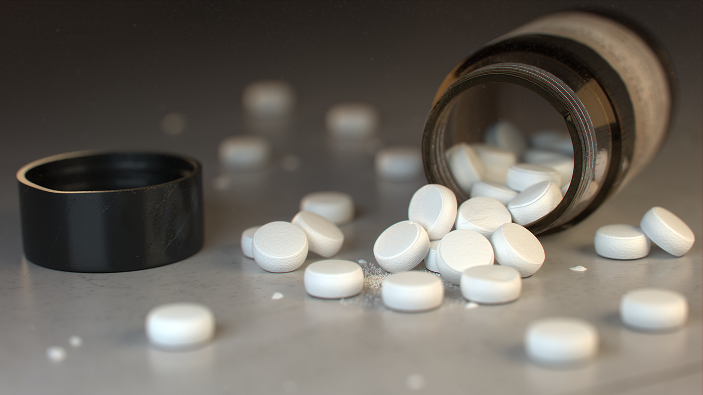 Drugs pills tablet macro close-up Maya 3D fusion vray