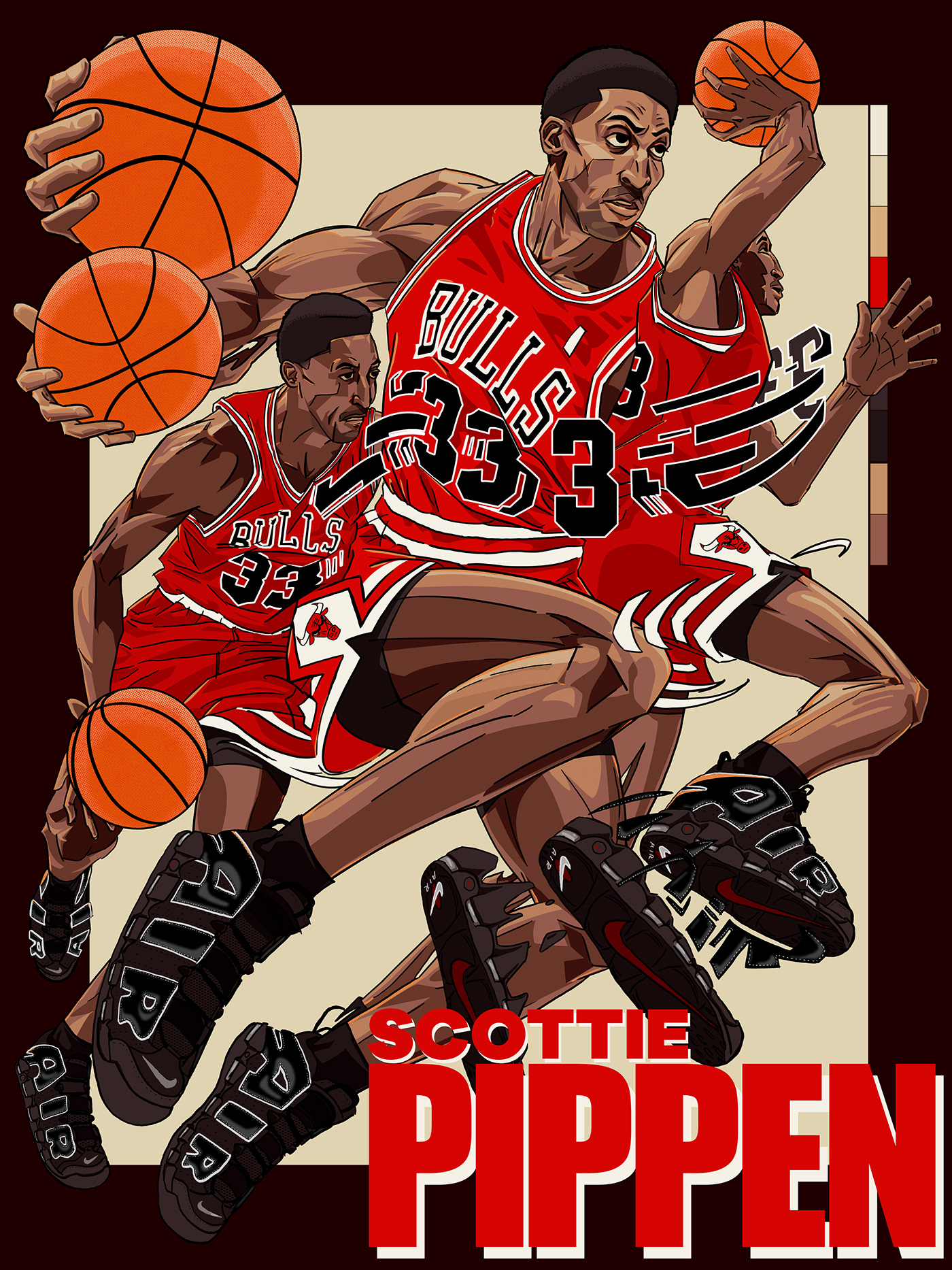 basketball poster ILLUSTRATION  Adobe Photoshop sports sneakers Digital Art  Drawing  digital illustration scottie pippen
