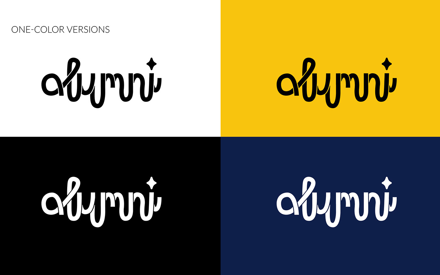 Logo Design visual identity Logotype identity yellow dark blue violet alumni Alumni Association identity for event