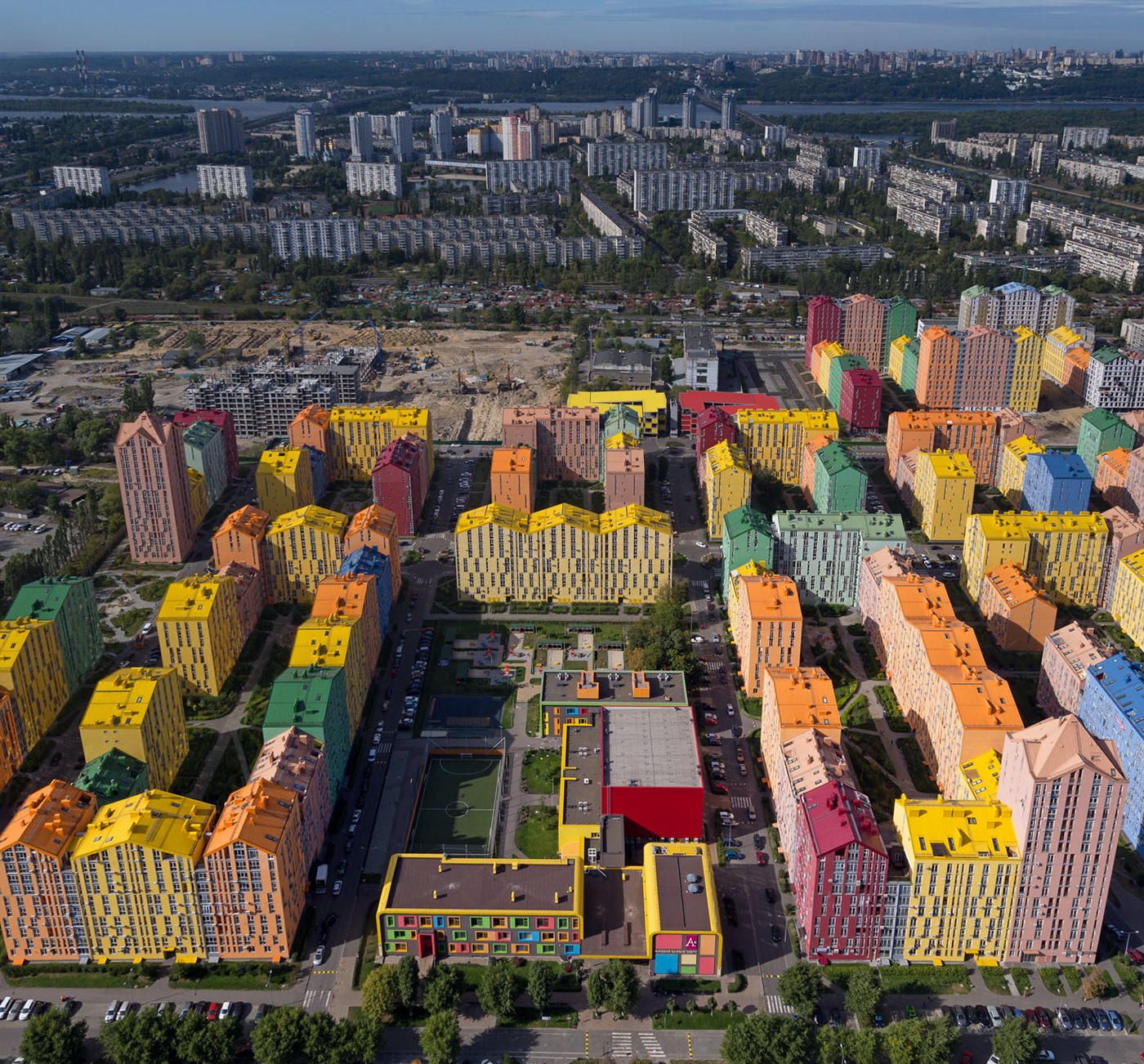 archimatika architecture comfort class district residential complex color bright yellow