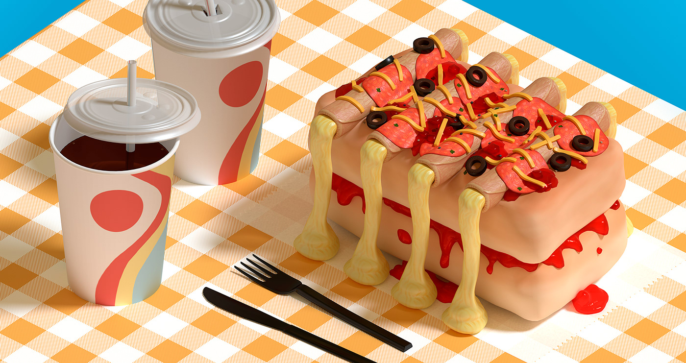 3d modeling fastfood food illustration blender americana taquito lunch feast 3d art contemporary art