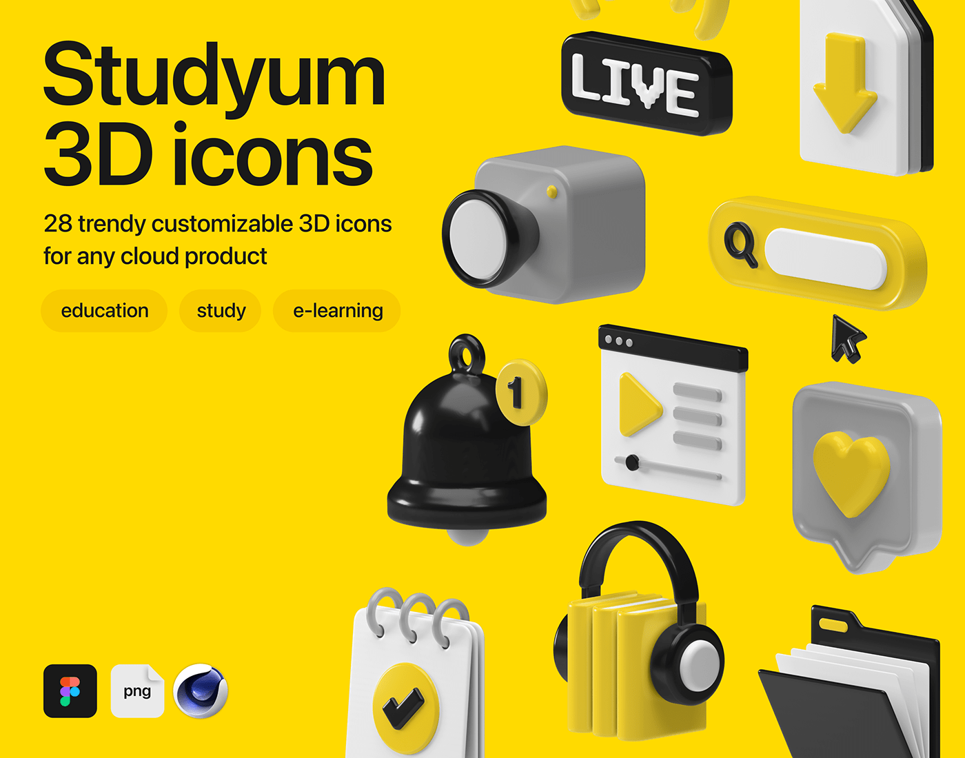 3d icons 3D illustration cinema 4d design tools e-learning Education free Online education study