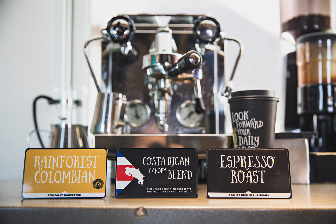 Rebrand brand identity Coffee cup design dash in cafe Collateral