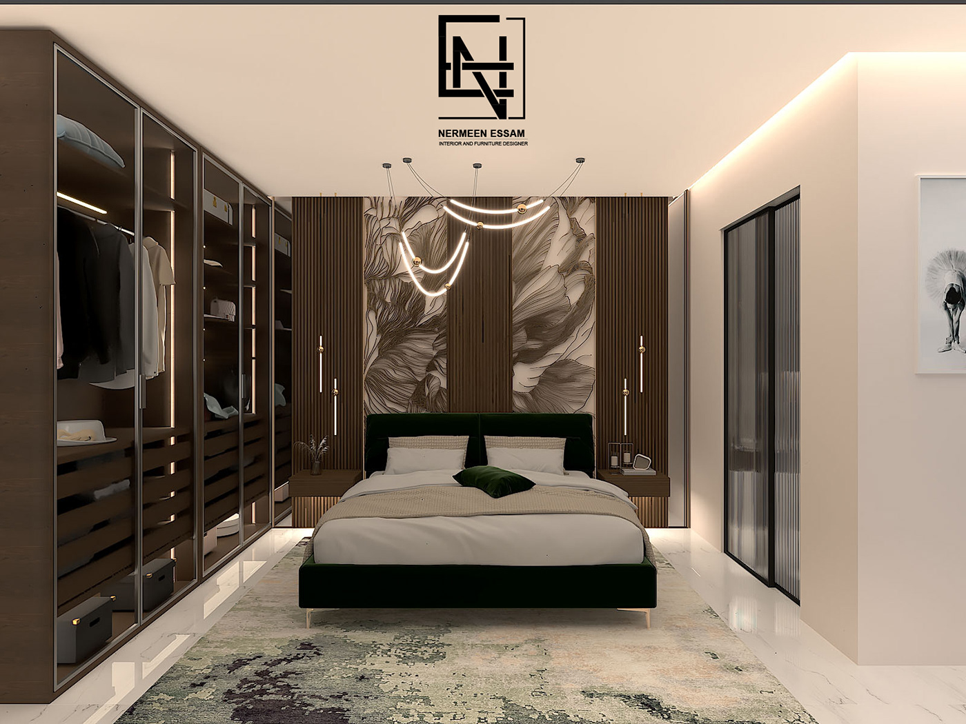 master bedroom interior design  vray bed modern green bathroom Interior bath design