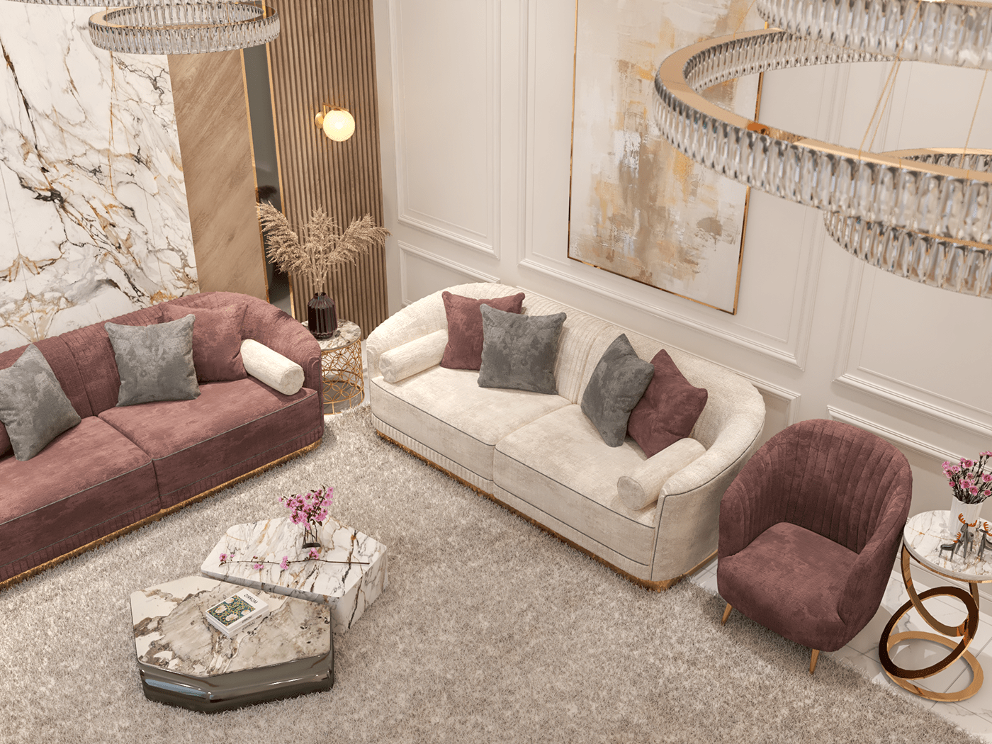 elegant guest room house interior design  living luxury modern Render visualization vray