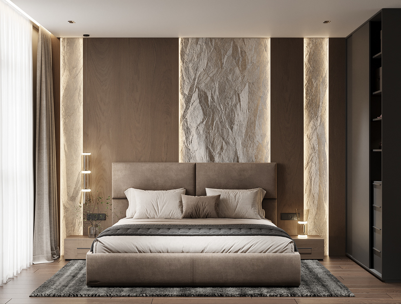 apartment design Interior design bedroom design visualization Render 3ds max modern corona kitchen design