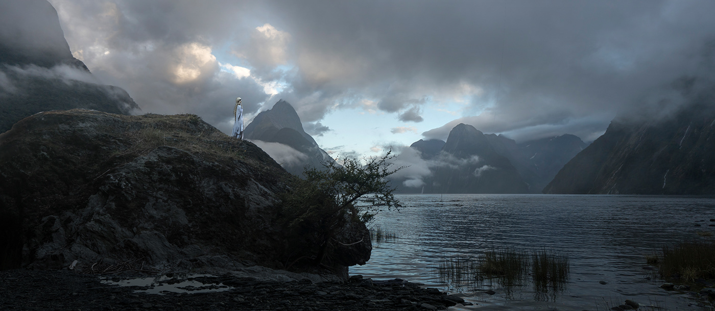 concept art Digital Art  digital 2D Matte Painting environment fantasy mountain lake art