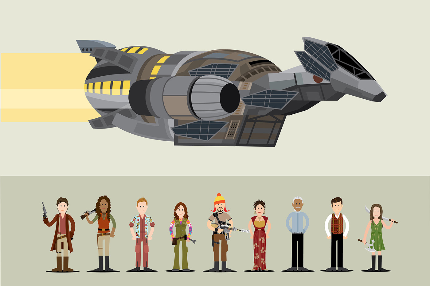 star wars Star Trek firefly geek science fiction ILLUSTRATION  vector