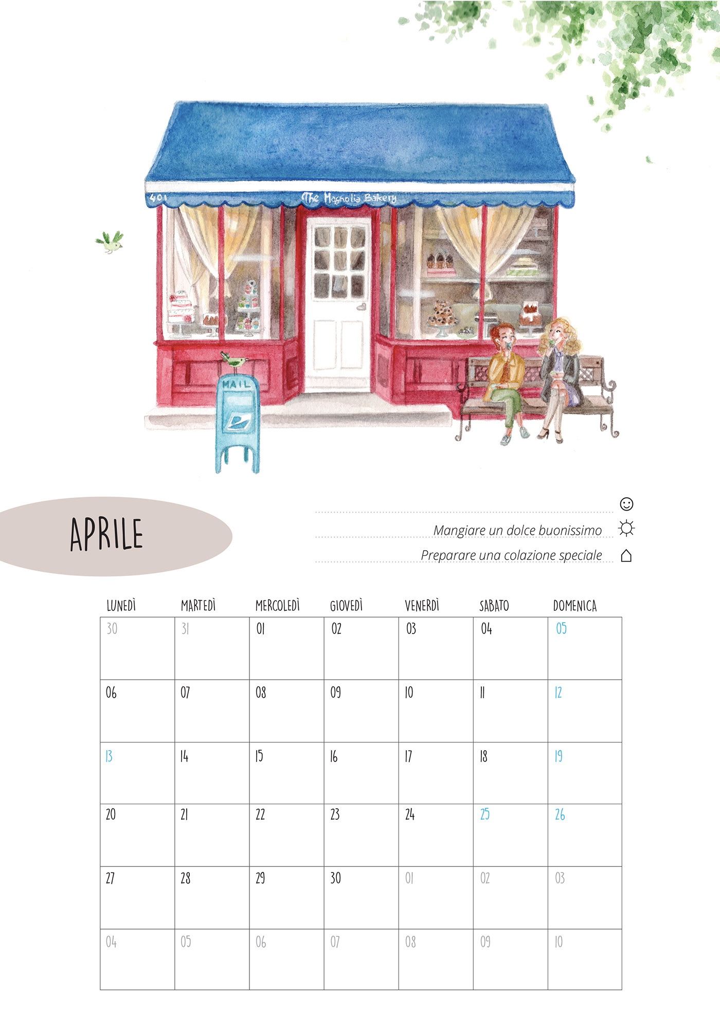 calendar calendario felicità gouache hygge ILLUSTRATION  illustrazione luoghi stagioni
