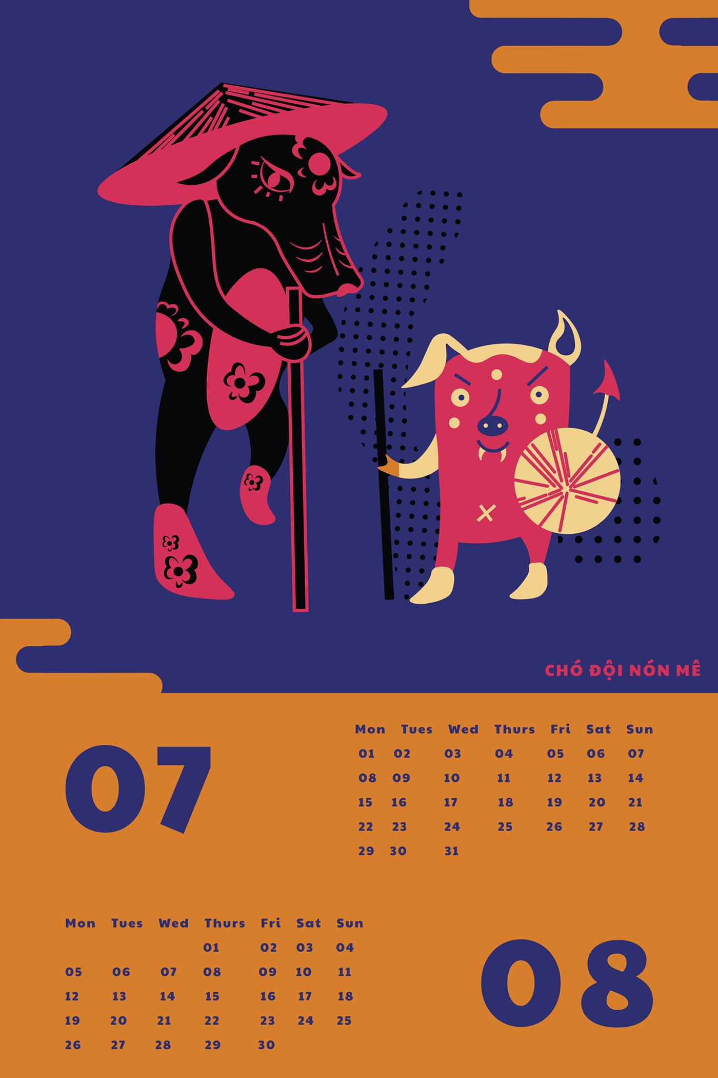 calendar graphic demon vietnam Folklore tale culture ILLUSTRATION  asian