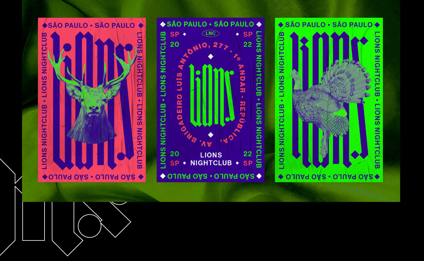 branding  Brazil graphic design  Lions Nightclub motion Regularswitch são paulo typography   colorful digital