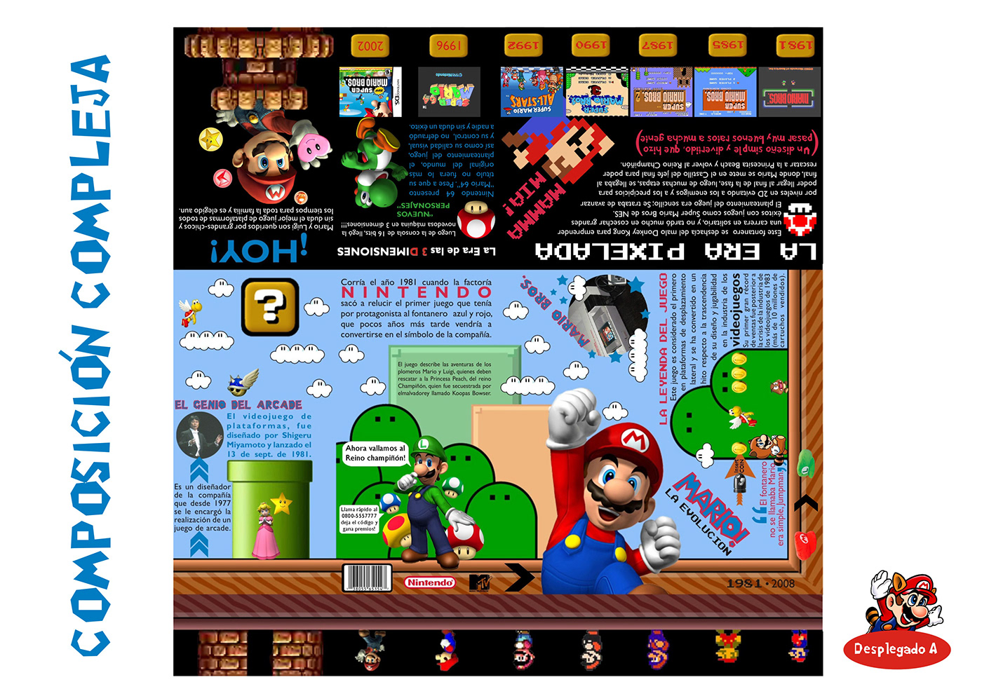 Digital Art  game Games Design Gaming mario Mario Bros Nintendo Plegable Plegable informativo Video Games