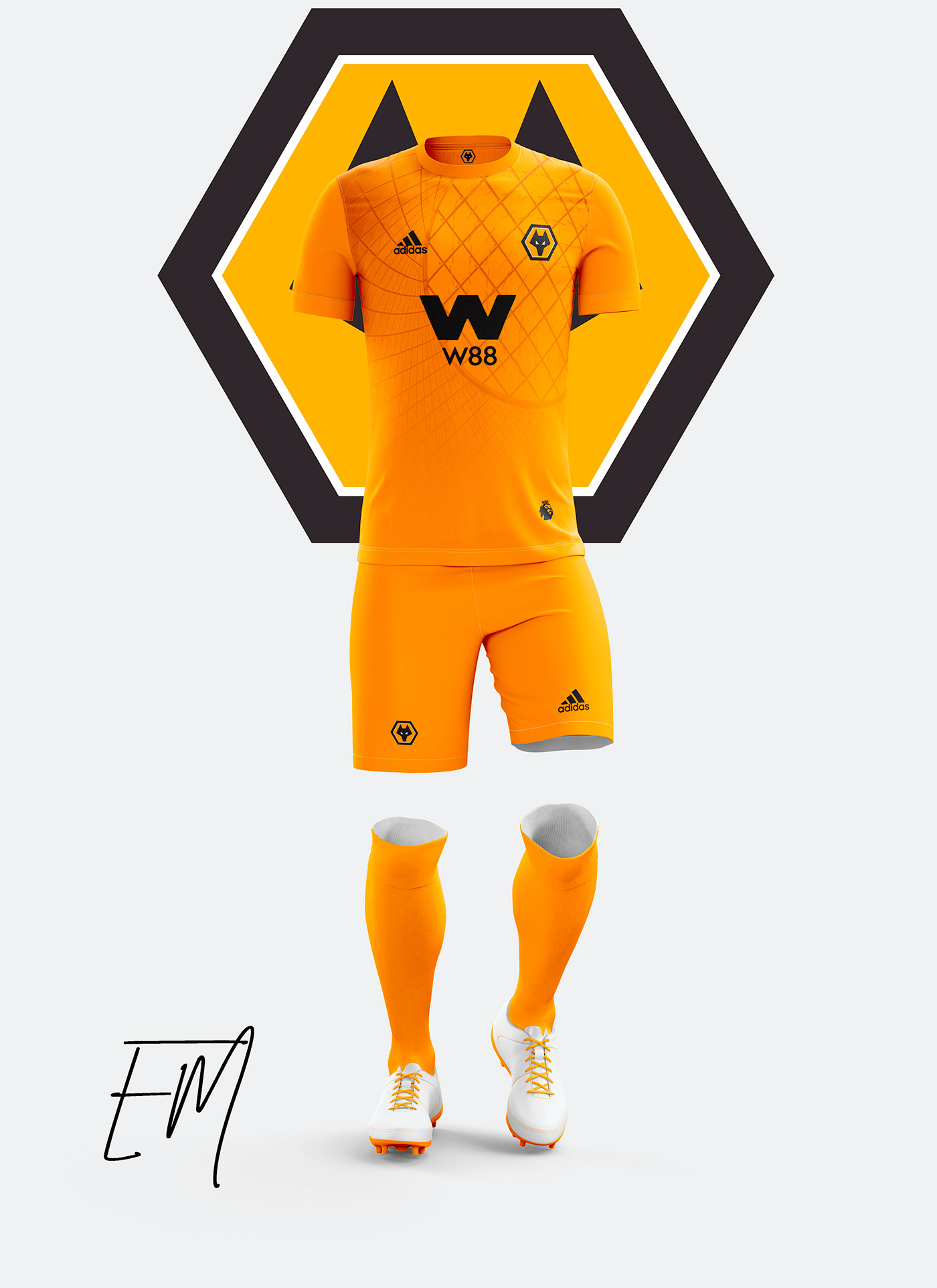 premiereleague soccer england concept orange wolf Wolverhampton jersey