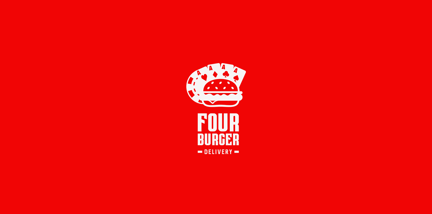 burger delivery Food  hamburger logo Poker red visual identity kitchen brand identity