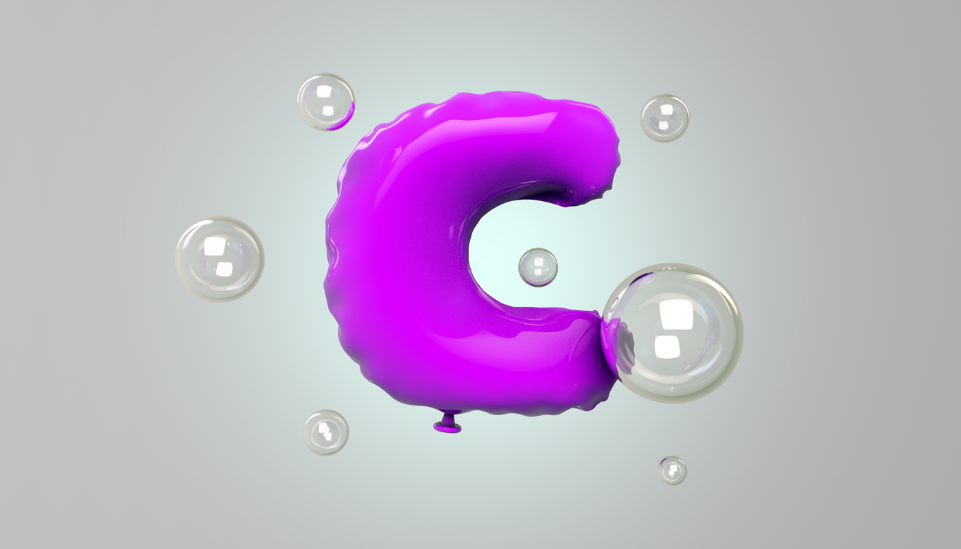 Typeface 3D balloon colors type font alphabet Render