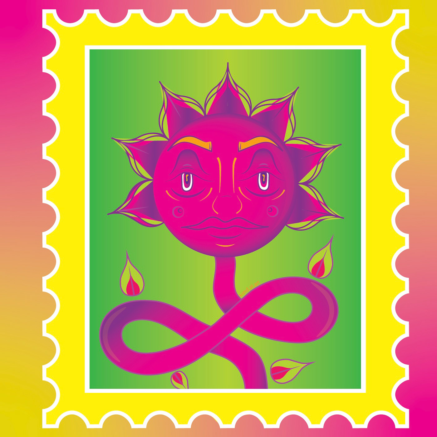 graphic design  ILLUSTRATION  Digital Art  Blossum Buds Flowers gradients Colourful  artwork артист Character design  characters stamp