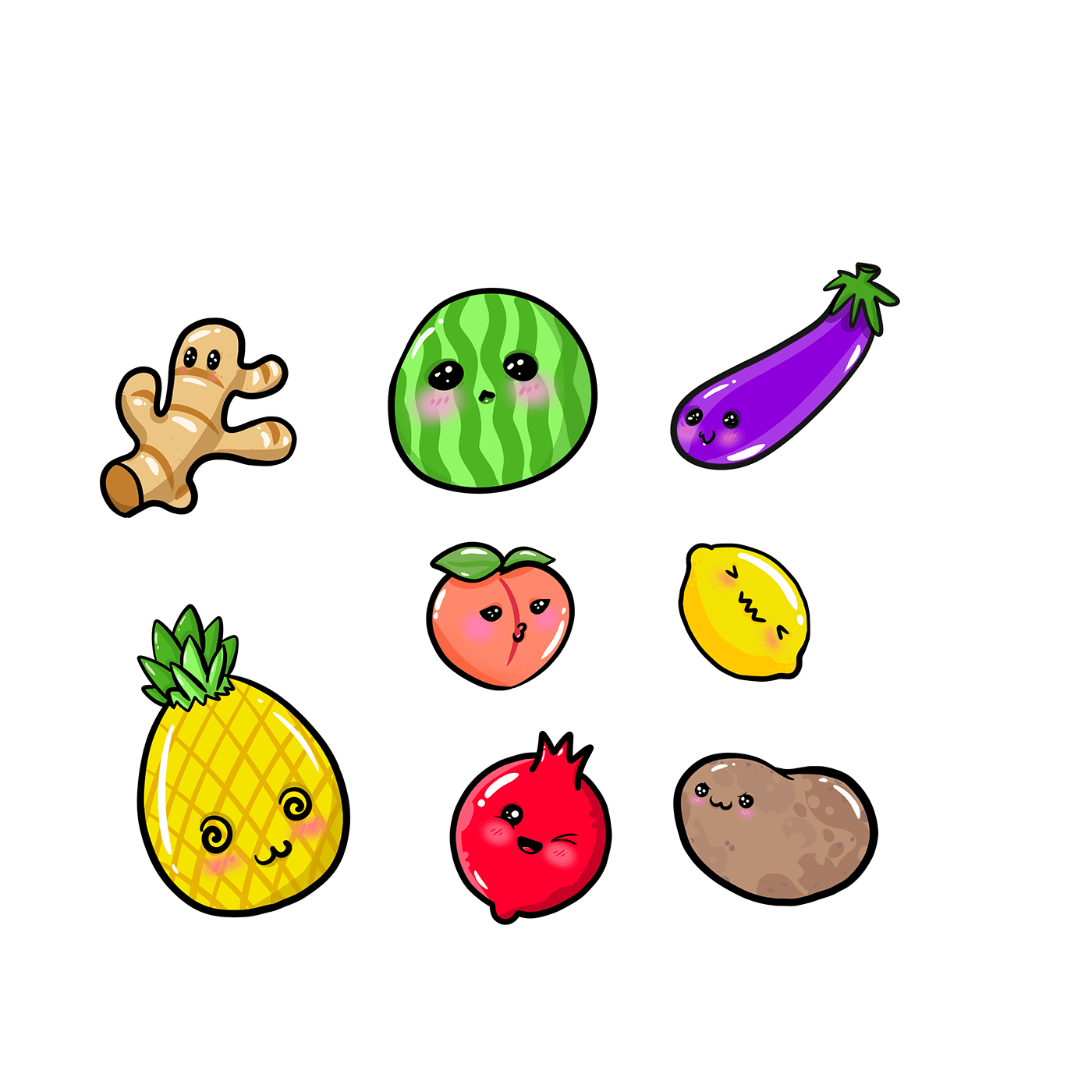 clipstudiopaint clipstudioart fruits vegetables ILLUSTRATION  DIGITALDRAWING